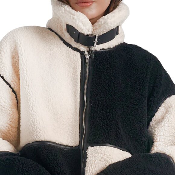 NEW ELAN SHERPA STORM COAT JACKET  COZY CHIC LUX ASPEN BLACK CREAM LARGE - Picture 8 of 9